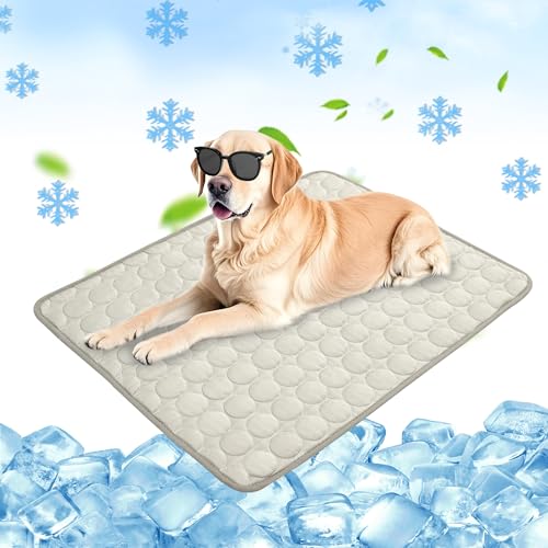 Chumix Kühlmatte für Hunde 70x100cm, Selbstkühlende Kühldecke Hund für Katzen und Hunde, Leicht zu Reinigen, Gel-Freie Kühlmatte Hund, Perfekt für Auto, Reise und Zuhause von Chumix