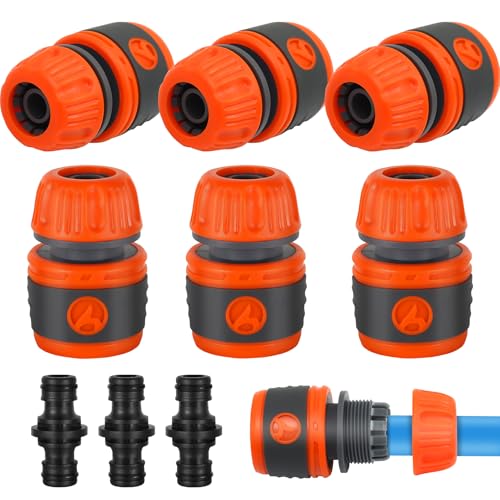 Chuner Schlauchkupplung 1/2 Zoll, Schlauch Kupplungs Satz, 6 Stück Schlauchverbinder mit 3 Stück Kupplungs, Schnellkupplung Set Zubehör für Gartenschlauch, Schlauchanschluss für Familie Garten Chuner Schlauchkupplung 1/2 Zoll, Schlauch Kupplungs Satz, 6 Stück Schlauchverbinder mit 3 Stück Kupplungs, Schnellkupplung Set Zubehör für Gartenschlauch, Schlauchanschluss für Familie Garten von Chuner