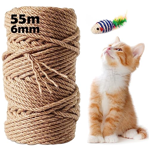 Sisalseil 55M, 6MM Natur Sisal Seil für Kratzbaum, Katzen Kratzseil Ersatz, Haushalt, Verpackung, DIY Kunst-Handwerk, Floristik, Dekoration (55M x 6MM) Sisalseil 55M, 6MM Natur Sisal Seil für Kratzbaum, Katzen Kratzseil Ersatz, Haushalt, Verpackung, DIY Kunst-Handwerk, Floristik, Dekoration (55M x 6MM) von Chuner