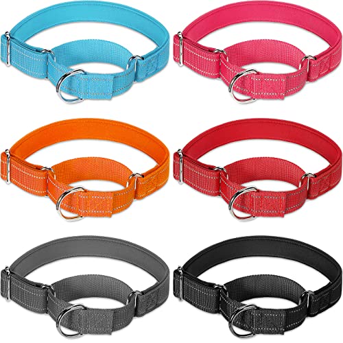 6 Stück Martingale-Halsband für Hunde, reflektierendes Hundehalsband mit Metallschnalle, Schwarz, L) von Chunful