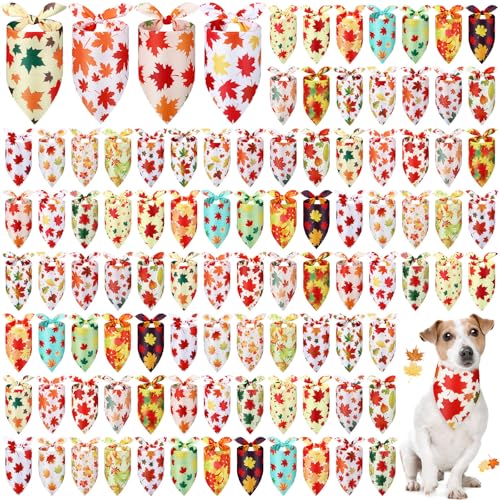 Chunful Herbst-Hundehalstücher mit Ahornblatt-Muster, Dreieckstuch für kleine und große Hunde, Kostümzubehör (31,5 x 21,7 x 21,7 x 21,7 cm), 100 Stück von Chunful