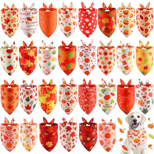 Chunful Herbsthalstücher für Hunde, Herbst-Hundehalstücher mit Ahornblättern, Kürbismuster, weiche Lätzchen, verstellbar, Dreieckstuch für kleine, mittelgroße und große Haustiere, Herbstkostüm, 65 x Chunful Herbsthalstücher für Hunde, Herbst-Hundehalstücher mit Ahornblättern, Kürbismuster, weiche Lätzchen, verstellbar, Dreieckstuch für kleine, mittelgroße und große Haustiere, Herbstkostüm, 65 x von Chunful
