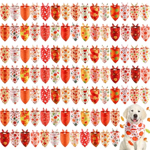 Chunful Herbsthalstücher für Hunde, Herbst-Hundehalstücher mit Ahornblättern, Kürbismuster, weiche Lätzchen, verstellbar, Dreieckstuch für kleine, mittelgroße und große Haustiere, 65 x 45 x 45 cm, 120 Chunful Herbsthalstücher für Hunde, Herbst-Hundehalstücher mit Ahornblättern, Kürbismuster, weiche Lätzchen, verstellbar, Dreieckstuch für kleine, mittelgroße und große Haustiere, 65 x 45 x 45 cm, 120 von Chunful