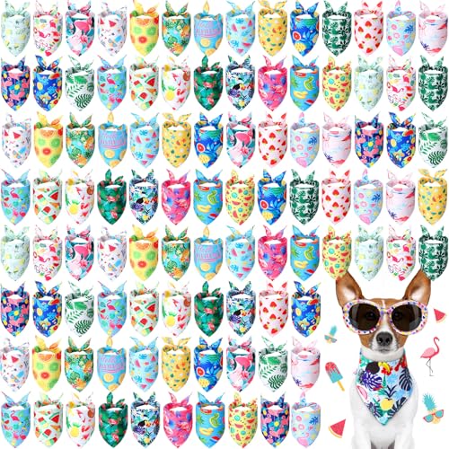 Chunful Hundehalstücher, Dreieckstuch, Lätzchen, Halstuch, Set für kleine und große Hunde, Kostüm-Zubehör, Dekoration, 100 Stück (80 x 55 x 55 cm, Obst) von Chunful