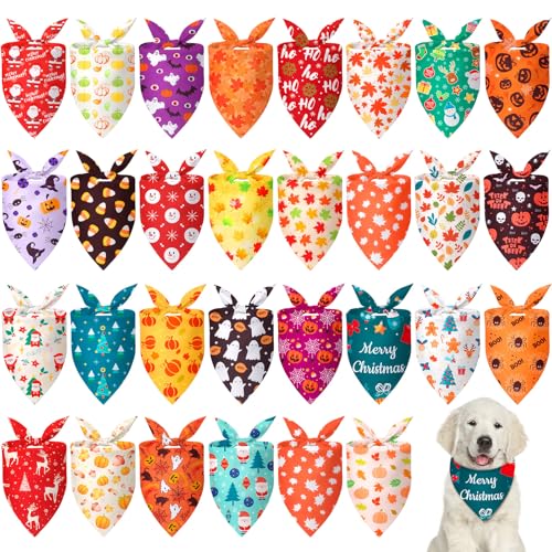 Chunful Hundehalstücher für Herbst, Erntedankfest, Halloween, Weihnachten, mit Ahornblättern, Kürbis, Geist, Schneemann, Muster, verstellbar, Dreieck, Haustierschal für kleine, mittelgroße und große Chunful Hundehalstücher für Herbst, Erntedankfest, Halloween, Weihnachten, mit Ahornblättern, Kürbis, Geist, Schneemann, Muster, verstellbar, Dreieck, Haustierschal für kleine, mittelgroße und große von Chunful