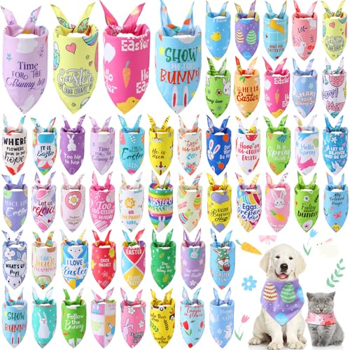 Chunful Hundehalstücher für Ostern, mit Sprüchen, Dreieckstuch für Welpen, Kaninchen, Haustierkostüm, verstellbar, waschbar, für kleine, mittelgroße und große Haustiere, 50 Stück Chunful Hundehalstücher für Ostern, mit Sprüchen, Dreieckstuch für Welpen, Kaninchen, Haustierkostüm, verstellbar, waschbar, für kleine, mittelgroße und große Haustiere, 50 Stück von Chunful