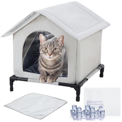 Chunful Kühlendes Katzenhaus für den Sommer, wetterfest, mit Klimaanlage, 9 Kühlakkus, saugfähige Beutel und Kissen, belüftet und leicht zu reinigen und zusammenzubauen, 12,7 x 40,6 cm, 12,7 x 40,6 cm Chunful Kühlendes Katzenhaus für den Sommer, wetterfest, mit Klimaanlage, 9 Kühlakkus, saugfähige Beutel und Kissen, belüftet und leicht zu reinigen und zusammenzubauen, 12,7 x 40,6 cm, 12,7 x 40,6 cm von Chunful