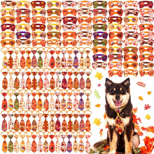 Chunful 150-teiliges Valentinstags-Hunde-Fliegenhalsband, verstellbar, für kleine, mittelgroße Haustiere (Ahornblätter) von Chunful