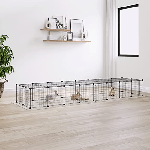 36-TLG. Haustierkäfig mit Tür, Chusui Meerschweinchen Käfig, Meerschweinchen Gehege, Kleintierkäfig, Hasenkäfig, Freigehege Für Kaninchen, Kaninchenstall, Kaninchengehege, Schwarz 35x35 cm Stahl von Chusui