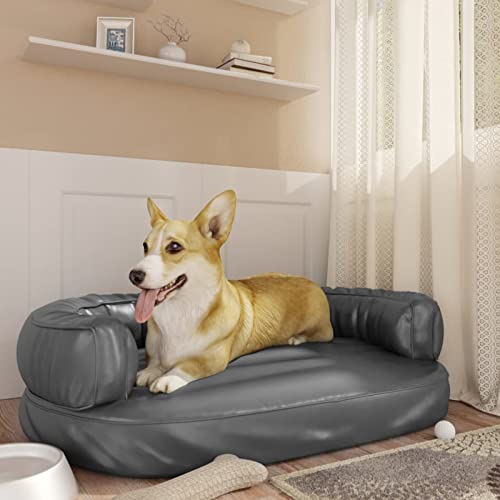 Chusui Hundebett, Hundesofa, Hunde Bett, Hundekissen, Dog Bed, Kuschelbett Katzen, Hunde Couch, Hunde Sofabett, Ergonomisch Schaumstoff Grau 88x65 cm Kunstleder von Chusui