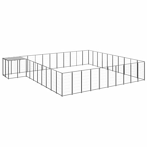 Chusui Hundezwinger, Welpenauslauf, Hundezaun, Laufstall Hund, Zaun Für Hunde, Welpengitter, Welpenzaun, Hundegitter, Schwarz 31,46 m² Stahl von Chusui