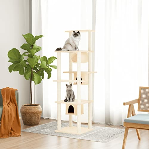Kratzbaum mit Sisal-Kratzsäulen, Chusui Katzenkratzbaum, Kratzbaum, Kratzsäule, Katzen Kratzmöbel, Katzenkratzsäule, Creme 169 cm Kratzbaum mit Sisal-Kratzsäulen, Chusui Katzenkratzbaum, Kratzbaum, Kratzsäule, Katzen Kratzmöbel, Katzenkratzsäule, Creme 169 cm von Chusui