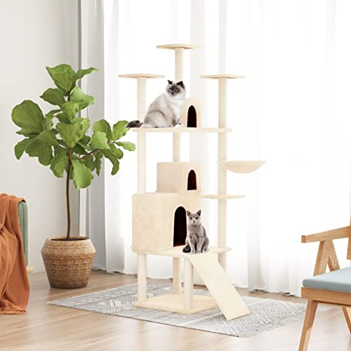 Kratzbaum mit Sisal-Kratzsäulen, Chusui Katzenkratzbaum, Kratzbaum, Kratzsäule, Katzen Kratzmöbel, Katzenkratzsäule, Creme 175 cm Kratzbaum mit Sisal-Kratzsäulen, Chusui Katzenkratzbaum, Kratzbaum, Kratzsäule, Katzen Kratzmöbel, Katzenkratzsäule, Creme 175 cm von Chusui