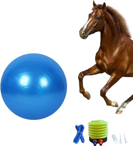 Pferdeball-Trainingsspielzeug, Anti-Burst-Pferde-Übungsball mit Inflator-Pumpe für Pferd, Lamm und Ziege, Unterhaltungsspielzeug Ball (63,5 cm, blau) von Huianpen