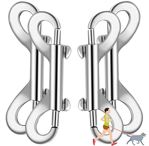 Dog Lesh Doppelend-Karabinerhaken zum Spazierengehen, Laufen, Edelstahl-Hunde-Clips für alle Haustierleinen, Futtereimer, Pferdezubehör, Camping-Hängematte, vielseitig einsetzbar (4 Stück) von Chyobo