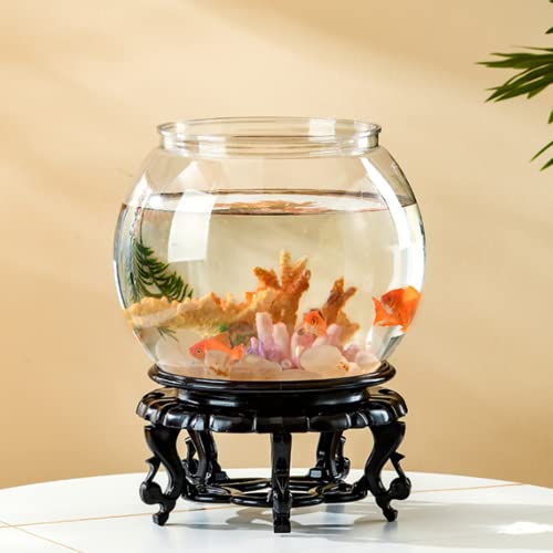 Kugelaquarium Bruchsicherer Kunststoff Fischschale,Goldfischaquarium,Kleine klare runde Fischschale für den Tisch,20CM,mit StänderBruchsicherer,für Wohnzimmer, Wohnung, Büros von CiCixixi