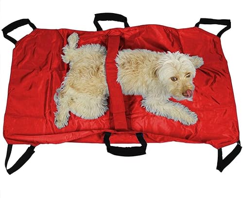 CiCixixi Faltbare Haustiertrage, Haustiertrage Trage Faltbare Transport Notfalltrage,Hunde Tragehilfe mit 6 Griff Anti-Biss-Trage bis 60kg Haustiertransportbahre Rot von CiCixixi