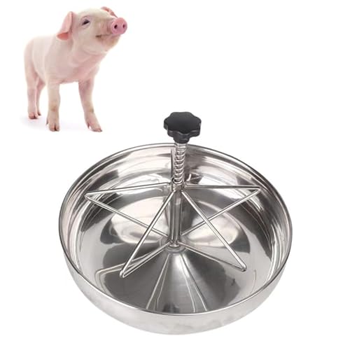 CiCixixi Futternapf Ferkel Futternapf Schweinefutterbehälter Edelstahl Futternapf Futterbehälter Mit Kunststoffrillenstab für Schweine, Schafe, Kleinpferde, Rinder und andere Nutztiere von CiCixixi