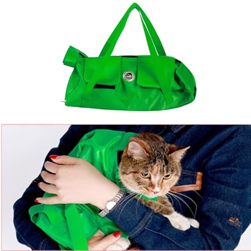 CiCixixi Katzenpflegetasche Grün Katzenrückhaltebeutel, Pflegetasche für Katzen,Anti-Scratching Katzentasche mit Fuß Löcher zum Krallen Schneiden, Ohr Reinigung, Nageltrimmen (L) von CiCixixi