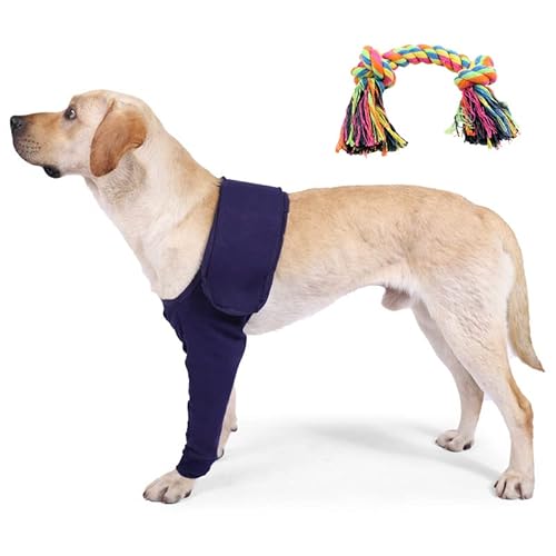 CiCixixi Recovery Sleeve Hund, Ellbogenschoner für Hunde, Ellenbogenbandage Protector, Hund Chirurgie Erholung Ärmel vorne rechts Links Bein,Anti Lecken für Hunde M 35cm+Spielzeugbeißseil von CiCixixi