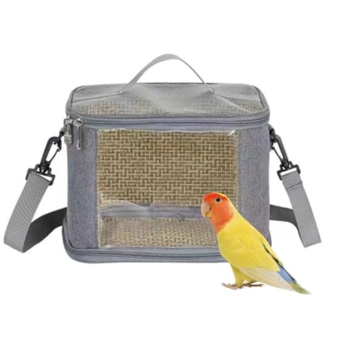 CiCixixi Transportbehälter für Vögel, Vogelkäfig Wellensittich, Vogel transportbox, Tragbare Vogelträger Reisetasche, Transparent atmungsaktiver Reisekäfig für Haustiere,Grau von CiCixixi