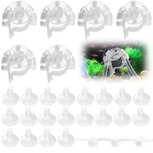 26 STK Aquarium Saugnapf Clips, Aquarium Wasserrohr Halter, Fisch Tank Schlauchhalter, Airline Tube Halter, Saugnapfklammern Clip, Aquarium Schlauchhalter Klemmen für Fische Tank Aquarium (2 Formen) von CiShow