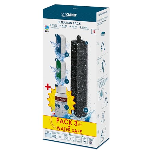 CIANO, Aquarium Verbrauchsmaterial + Conditioner – Filterkartuschen für Aquarienfilter & Conditioner – Packung mit 3 Monaten, Größe L – kristallines Wasser für Fische, ohne Verunreinigungen und ohne CIANO, Aquarium Verbrauchsmaterial + Conditioner – Filterkartuschen für Aquarienfilter & Conditioner – Packung mit 3 Monaten, Größe L – kristallines Wasser für Fische, ohne Verunreinigungen und ohne von Ciano
