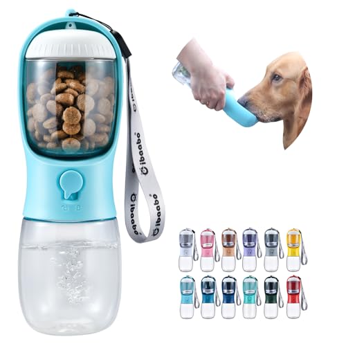 Cibaabo Hunde-Wasserflasche mit Futterbehälter, Reise-Welpen-Wassernapf, tragbarer Haustierspender, Zubehör für Hundesachen, Welpen-Essentials für Yorkie, Chihuahua, Katze, Spaziergänge und Wandern von Cibaabo