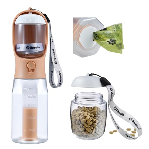 Cibaabo Hunde-Wasserflasche mit Futterbehälter & Kotbeutelhalter, Reise-Wassernapf, tragbarer Haustierspender, Hundesachen-Zubehörartikel, Welpenzubehör für Yorkie, Chihuahua, Spazierengehen, Wandern Cibaabo Hunde-Wasserflasche mit Futterbehälter & Kotbeutelhalter, Reise-Wassernapf, tragbarer Haustierspender, Hundesachen-Zubehörartikel, Welpenzubehör für Yorkie, Chihuahua, Spazierengehen, Wandern von Cibaabo
