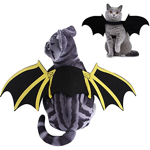 Cicano Halloween-Kostüm für Katzen und Hunde, Fledermausflügel, süßes Welpenhalsband, Cosplay-Kostüme, Goldmuster, L von Cicano