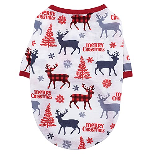 Cicano Hunde-Weihnachtshemd, niedlicher Weihnachtsmann-Aufdruck, weiches T-Shirt mit Weihnachtsmotiv, Kostüm für Hunde und Katzen, Größe S von Cicano