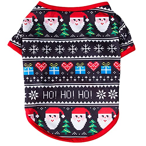 Cicano Hunde-Weihnachtshemd, süßer Weihnachtsmann, bedruckter Pullover, weiches T-Shirt, Weihnachtsmotiv, Kostüm für Hunde und Katzen, Größe XS von Cicano