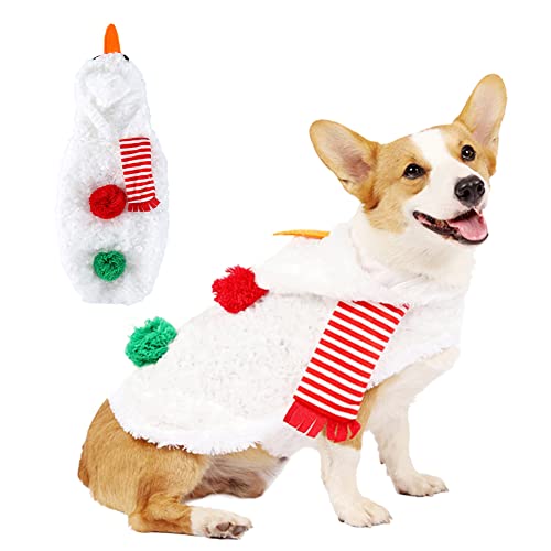 Cicano Hundepullover, Weihnachtsmann-Muster, Fleece, warm, für Welpen, Katzen, Hunde, Weiß, L von Cicano
