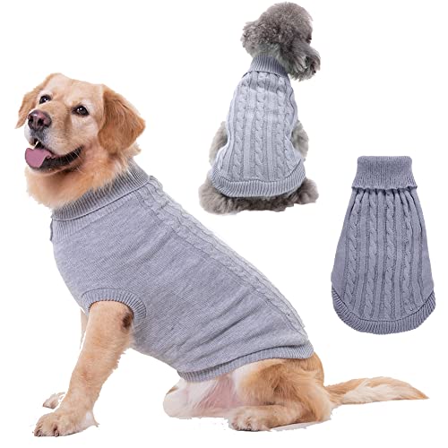 Cicano Hundepullover mit Kapuze, warm, klassischer Rollkragen-Strickjacke, für Welpen, Hunde, Katzen, Haustier, Grau, XL von Cicano
