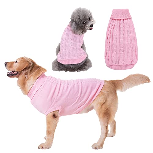 Cicano Hundepullover mit Kapuze, warm, klassischer Rollkragen-Strickjacke, für Welpen, Hunde, Katzen, Haustier, Rosa, Größe 3XL von Cicano