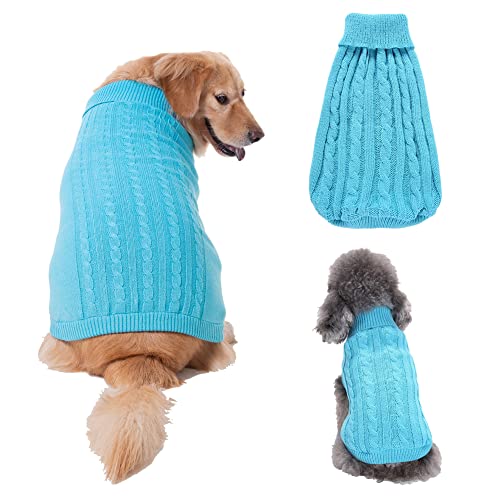 Cicano Hundepullover mit Kapuze, warm, klassischer Rollkragen-Strickjacke, für Welpen, Hunde, Katzen, Haustiere, himmelblau, XL von Cicano