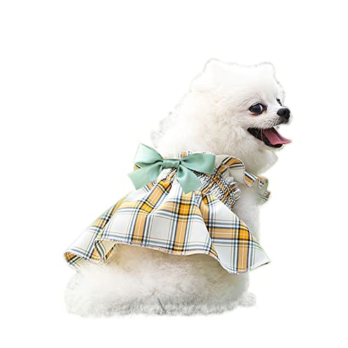 Cicano Klassisches Hundekleid mit Karomuster Mädchen Hunde Rock mit Schleife Haustier Kleidung für kleine Hunde Katze Haustier Grün XS von Cicano