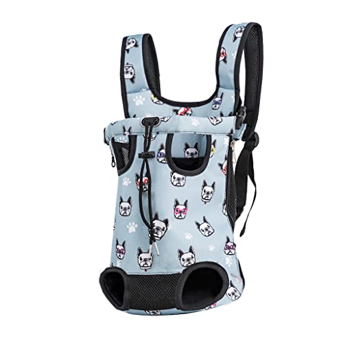 Cicilin Haustier-Tragetasche Rucksack Verstellbare Hundetragetasche Fronttragetasche, Beine Out Easy-Fit, Reiserucksack Tragetasche für kleine, mittelgroße Hunde, Katzen und Kaninchen, bedruckt, Hellblau, S von Cicilin