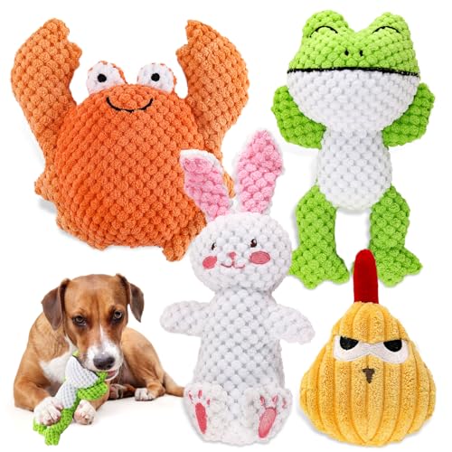 Cielbleu Hundespielzeug kleine Hunde, 4 Stück Kauspielzeug und Quietschspielzeug Intelligenz, Hundespielzeug Quietschend Plüsch für Kleine Hunde für Kleine, Mittlere Hunde von Cielbleu