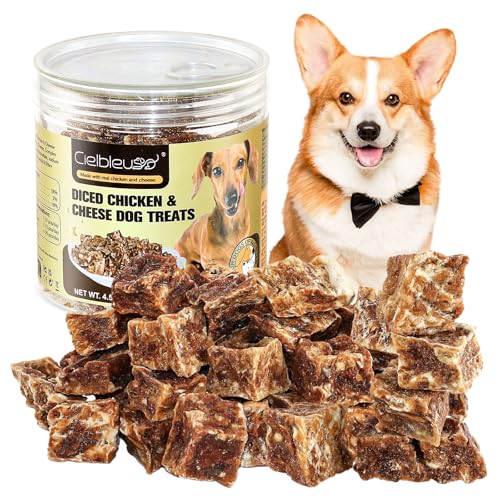 Gebackene Hundeleckerlis Huhn & Käse Würfe, Hundeleckerlie zur Belohnung oder als Training, Leckerli für Hund Getreidefrei und ohne Zucker, 128g von Cielbleu