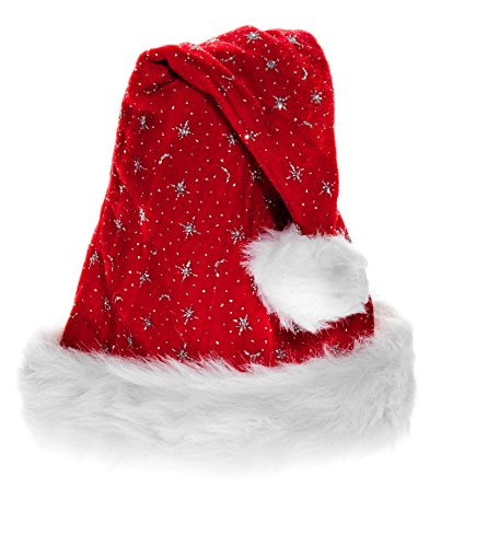 Weihnachtsmütze Nikolaus Mütze Weihnachtsmützen Xmas Mützen (Rot Plüsch Glitzer WM0101014) von Ciffre