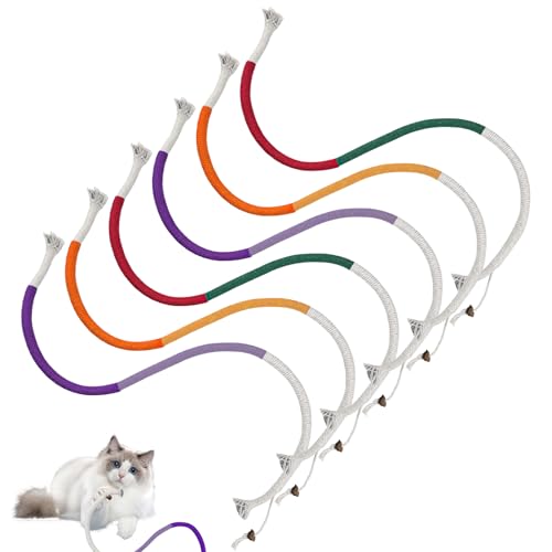 Cigrubo 6 Stück Katzen Zahnpflege, Kauspielzeug Katze, Zahnreinigung Katzenspielzeug Seil, Katzenbeißseil, Katze Seil Spielzeug, Interaktives Katzenspielzeug Beißseil für Katzen und Kätzchen(3 Farben) von Cigrubo