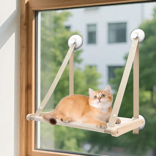 Cigrubo Faltbare Katzen Fensterliege, Hängematte Katze, Katzenhängematte, Katzenbett Fensterbank, Katzenliege Fenster Fensterbankliege Fensterplätze, Fensterplatz mit Saugnapf, für Katzen Bis 15kg von Cigrubo
