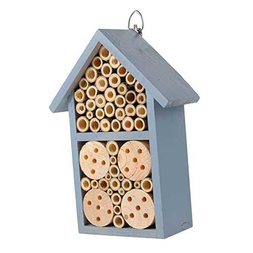 Ciieeo 1 Stück Insektenbienennest vogelhaus außen blockbohlenhaus Insektenhaus Nisthaus Nisthabitat Bienenstock Gärten Bienenhaus aus Holz Marienkäfer Kabine Holzhaus hölzern Blue von Ciieeo