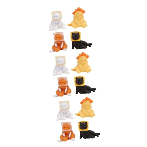 Ciieeo 12 STK Katzenschmuck Katzenfigur Spielzeug Puzzle-Spielzeug Mini-Statue Kätzchen Spielzeug Dekorationen Für Pastelle Minitiere Kuchen Spielzeug Kurzhaarige Katze Empfindlich PVC von Ciieeo