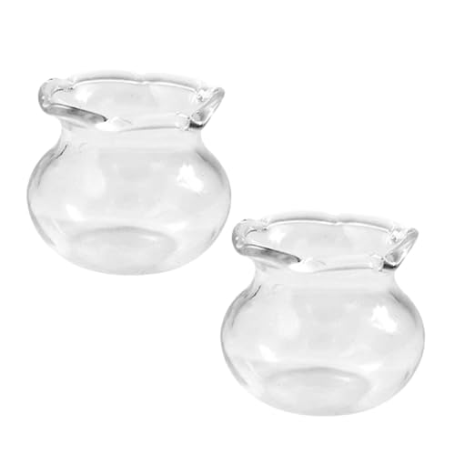 Ciieeo 2 Stück Fischglas aus Glas Mini Fischglas Szenenzubehör Miniatur-Aquarium Mini-Spielzeugaquarium Fischglas klein Betta-Fischschale Mini-Fischschalen Transparent von Ciieeo