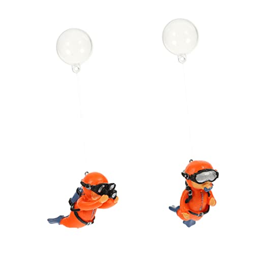Ciieeo 2 Stück Schwimmende Taucher Figuren aus Lustige Aquarium Dekoration für Fischbehälter Kreative Ornamente für Aquarienlandschaften Orange Taucher Kamera von Ciieeo