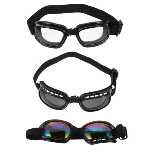Ciieeo 3 Teilige Hundebrille UV Schutz Für Hunde Großer Rassen Sonnenbrille Winddicht Beschlagfrei Schneefest Welpenbrille Für Reiten Im Freien Autofahren Mit Verstellbaren Riemen von Ciieeo
