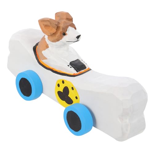 Ciieeo Holztier-Auto-Ornament Hundeschnitzerei Auto-Statue für Heimdekoration Handwerk Ornament von Ciieeo