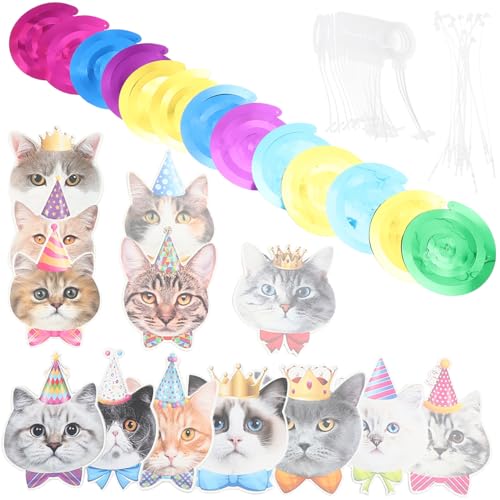 Ciieeo Katzen-Geburtstagsparty-dekorationsset 1 Set Mit Hängenden Wirbel-Dekorationen Für Katzen Deckenornamente Für Kätzchen von Ciieeo